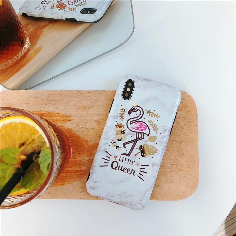 Little Queen Flamingo Marble iPhone Case